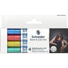 Schneider MARKER AKRYLOWY SCHNEIDER PAINT-IT METALLIC 4 SZTUKI (NIEBIESKI, CZEROWNY, ŻÓŁTY, ZIELONY)