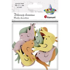 Titanum Dekoracje drewniane Ptaszki 12 szt Titanum