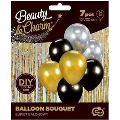 GoDan Bukiet balonowy Beauty&Charm złoto-czar. 30cm 7szt