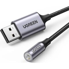 Kabel USB Ugreen USB-A - mini Jack 3.5 mm Czarno-srebrny (30757)