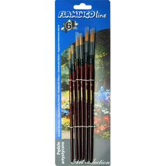 Titanum Pędzle artystyczne z włosiem syntetycznym okrągłe 6 szt Flamingo Line