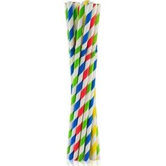 GoDan Rurki słomki pap. łamane paski MIX 6x200mm 100szt