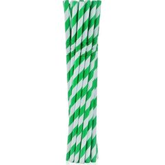 GoDan Rurki słomki pap. łamane zielone paski 20cm 12szt