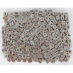 FANDY Koraliki ABC -  Srebrne literki 6 mm (30g)