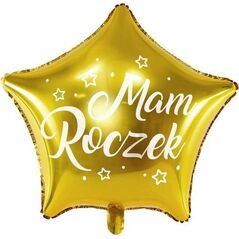 PartyDeco Balon foliowy Gwiazdka - Mam Roczek, 48cm, złoty one size