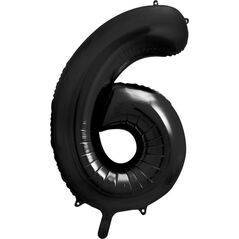 PartyDeco Balon cyfra 6 czarna, 86 cm one size