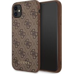 Guess Guess GUHCN61G4GFBR iPhone 11 6,1" brązowy/brown hard case 4G Metal Gold Logo