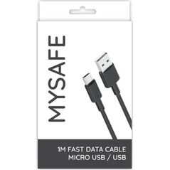 Kabel USB Mysafe USB-A - microUSB 1 m Czarny (5904208506034)