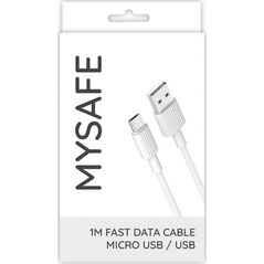Kabel USB Mysafe USB-A - microUSB 1 m Biały (5904208506065)