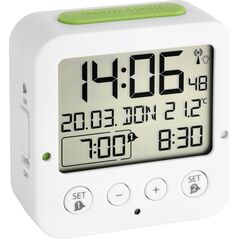 TFA TFA 60.2528.02 Bingo white Digital RC Alarm Clock w. Temper