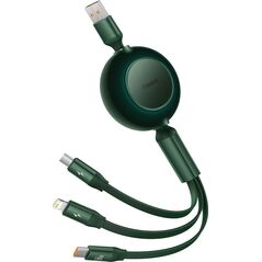 Kabel USB Baseus USB-A - USB-C + microUSB + Lightning 1.1 m Zielony (BSU3358GRN)