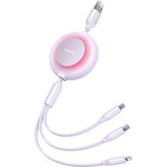 Kabel USB Baseus USB-A - USB-C + microUSB + Lightning 1.1 m Fioletowy (BSU3386PRP)
