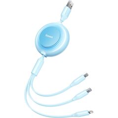 Kabel USB Baseus USB-A - USB-C + microUSB + Lightning 1.1 m Niebieski (BSU3383BLU)