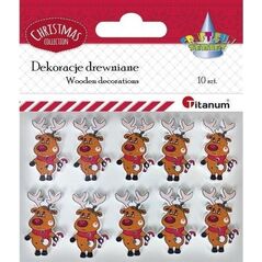 Titanum Guziki drewniane renifery 10szt