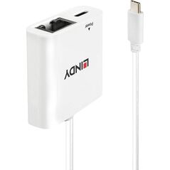 Adapter USB Lindy 43284 USB-C - RJ45 + USB-C Biały  (43284)