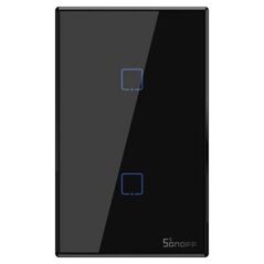 Sonoff T3US2C - 2-gang Wi-Fi Smart Wall Switch US - Black