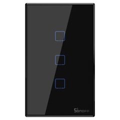 Sonoff T3US3C - 3-gang Wi-Fi Smart Wall Switch US - Black