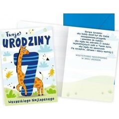 KUKARTKA Karnet B6 Urodziny 7 żyrafa