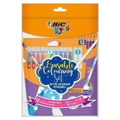 Bic BIC Kids Erasable Coloring Set Zestaw wymazywalny Pouch 12+12szt  [0|0]