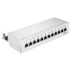 Goobay CAT 6 panel krosowy mini/biurkowy, 12 portów - Wersja kolorystyczna Szary