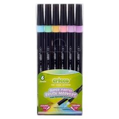 Cricco Pisaki pastelowe pędzelkowe dwustronne Cricco 6 kolorów pvc etui  [0|0]