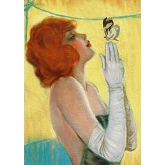 Madame Treacle Karnet B6 z kopertą Kobieta i motyl