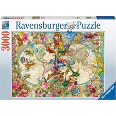 Ravensburger Puzzle 3000 elementów Flora i Fauna. Mapa Świata