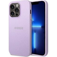 Guess Guess Saffiano Metal Logo Stripes - Etui iPhone 14 Pro Max (liliowy)
