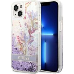 Guess Etui Guess GUHCP14MLFLSU Apple iPhone 14 Plus fioletowy/purple hardcase Flower Liquid Glitter