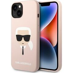 Karl Lagerfeld Etui Karl Lagerfeld KLHMP14MSLKHLP Apple iPhone 14 Plus hardcase jasnoróżowy/light pink Silicone Karl`s Head Magsafe