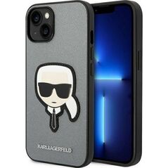 Karl Lagerfeld Karl Lagerfeld Saffiano Karl Head Patch Case - Etui iPhone 14 Plus (srebrny)