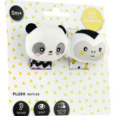 Tm Toys Gagagu Pluszowe grzechotki z rzepem małpka i panda 0m+