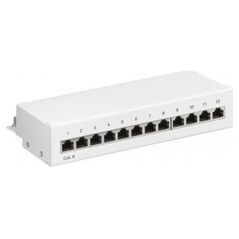 Goobay CAT 6 panel krosowy mini/biurkowy, 12 portów - Wersja kolorystyczna Biały