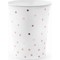 PartyDeco Kubeczki Kropki, biały, 260ml one size