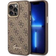 Guess Etui Guess do iPhone 14 Pro Max 6,7" brązowy/brown hard case 4G Vintage Gold Logo