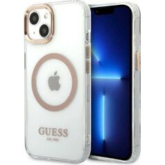 Guess Etui Guess do iPhone 13 6,1" złoty/gold hard case Metal Outline Magsafe