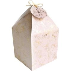 Incood Pudełko na prezenty 11x11cm listki, różowe 4 szt.
