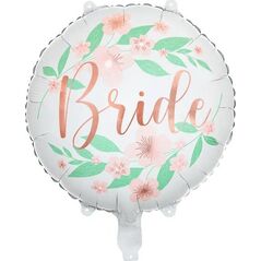 PartyDeco Balon foliowy okrągły bride w kwiaty ślub wesele