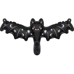 PartyDeco Balon foliowy nietoperz czarny na Halloween ozdoba