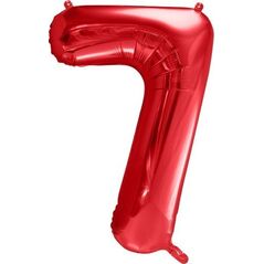 PartyDeco Duży Balon foliowy 86cm czerwona cyfra 7 siedem na hel powietrze