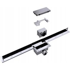 Syfon SpiroFlex 700 szczelinowe odwodnienie prysznicowe AQUA STEEL LS z rusztem szlifowanym SZG (PWE)