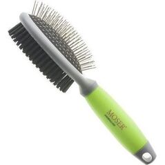 Moser Szczotka dwustronna owalna dla psów i kotów, stal/nylon, 24cm, szarozielona