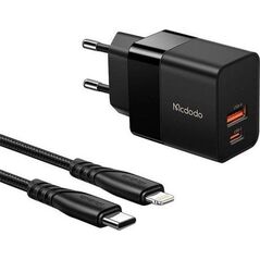 Ładowarka Mcdodo Ładowarka sieciowa Mcdodo CH-1952 USB + USB-C, 20W + kabel USB-C do Lightning (czarna)