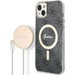 Guess Zestaw Guess GUBPP14MH4EACSK Case+ Charger iPhone 14 Plus 6,7" czarny/black hard case 4G Print MagSafe NoSize