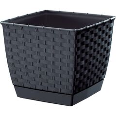 Prosperplast Doniczka kwadratowa RATOLLA SQUARE DRLK250-S433, Kolor Antracyt, Prosperplast, Wymiary 24x24x22 cm