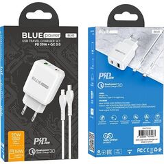 Ładowarka Blue Power BLUE POWER ŁADOWARKA SIECIOWA PD20W+QC3.0 KABEL LIGHTNING BIAŁY standard