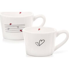 Orion Kubki / filiżanki z uchem ceramiczne białe SERDUSZKA zestaw 2 szt. 210 ml