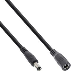 Kabel zasilający InLine InLine® DC extension cable, DC plug male/female 5.5x2.5mm, AWG 18, black, 1m