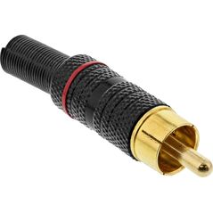 InLine InLine® RCA metal male plug for soldering, black, red ring, for 6mm cable