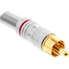 InLine InLine® RCA metal male plug for soldering, silver, red ring, for 6mm cable